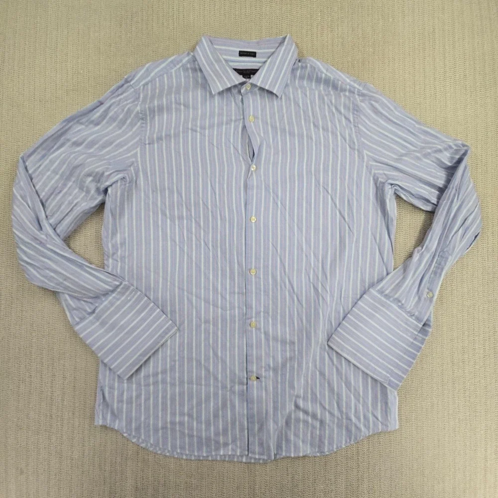 Banana Republic Shirt Mens XL Blue Stripe French Cuff Long Sleeve Button Up Down
